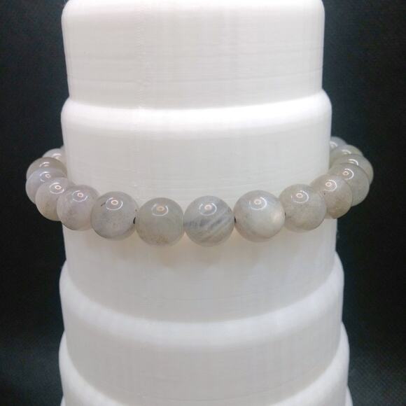 Gemstone Labradorite Bracelet Light Gray 8mm Beaded Handmade Stretch Natural NEW - Picture 8 of 12